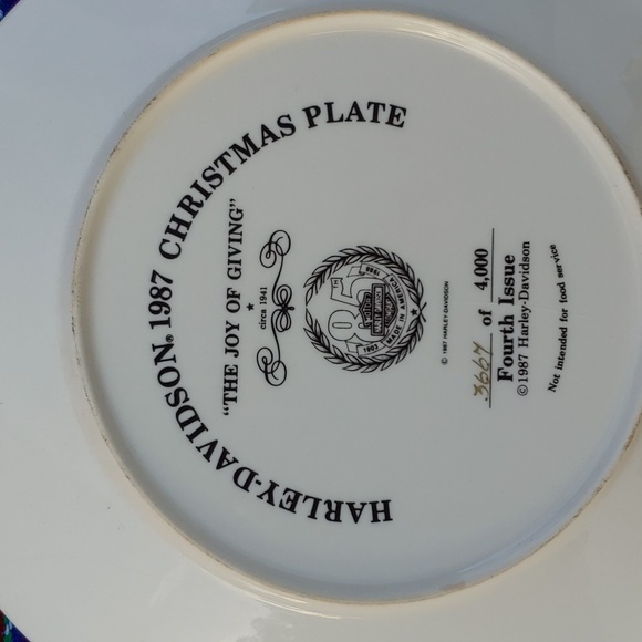 Vintage Harley-Davidson 1987 Christmas Decorative Ceramic Collectors Plate - Picture 7 of 14